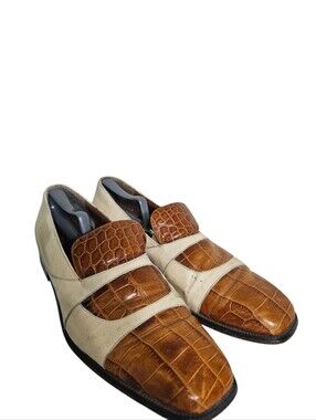 MARCO VICCI Croc 2 Tone Leather Lace Up Men’s Size 12M Dress Shoe BELLAGIO
